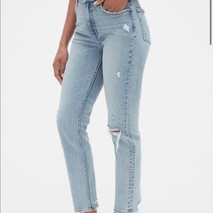 high rise distressed cigarette jeans